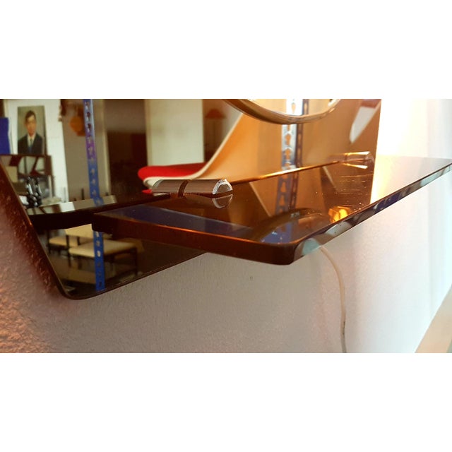 Mid-Century Italian Modern Mirror with Lamps, 1970s For Sale - Image 3 of 7