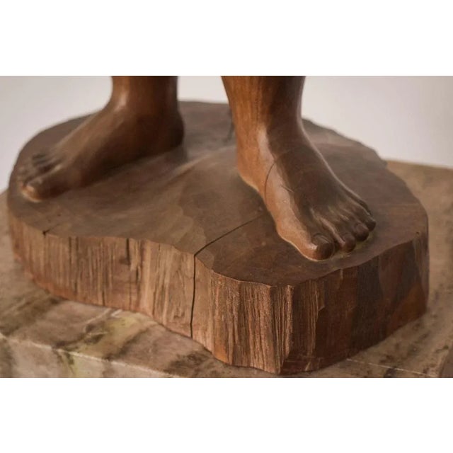 Gold Wood Carved Female Nude with Stand For Sale - Image 8 of 17