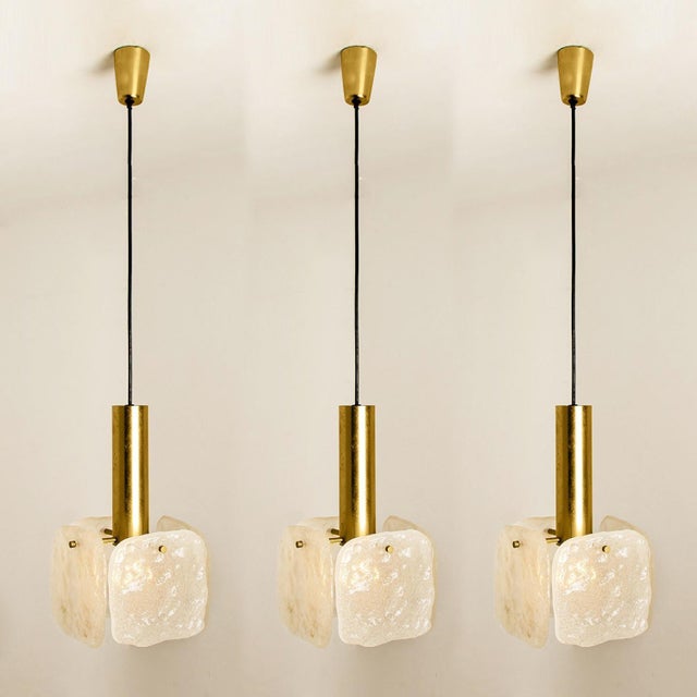 Ice Glass Pendant Light attributed to J. T. Kalmar, 1960s For Sale - Image 9 of 18
