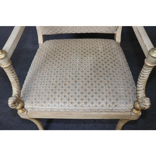 Wood Pair Hollywood Regency Style Painted and Gilt Armchairs by William Switzer For Sale - Image 7 of 16