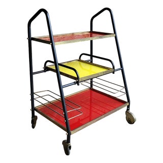 Vintage Red and Yellow Bar Trolley, 1960s For Sale