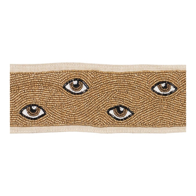 SAMPLE - Schumacher Mind's Eye Beaded Tape In Brown & Gold For Sale