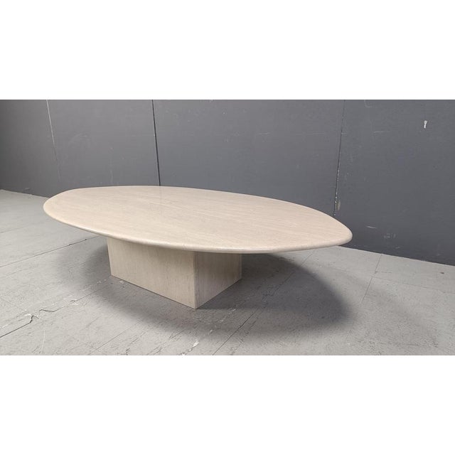 Vintage Oval Travertine Coffee Table, 1970s For Sale - Image 9 of 11