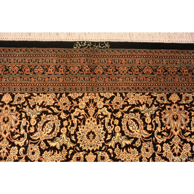 Nazmiyal Collection Floral Design Vintage Persian Silk Qum Rug For Sale - Image 4 of 7