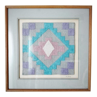 Signed Hand-Cast Paper Relief by Priscilla Wess | Framed Southwestern Geometric Wall Art, 21" For Sale