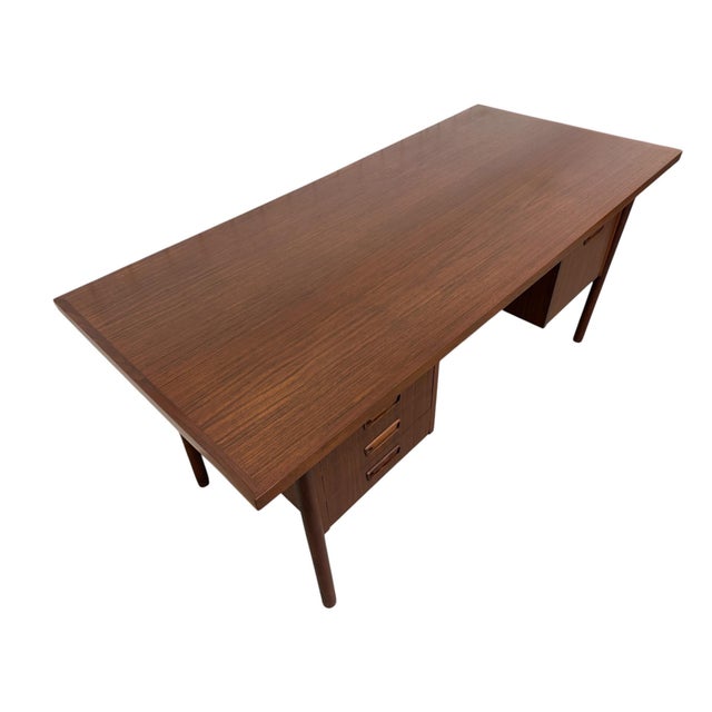 Mid-Century Danish Modern Teak Executive's Desk - Refinished! For Sale - Image 4 of 13