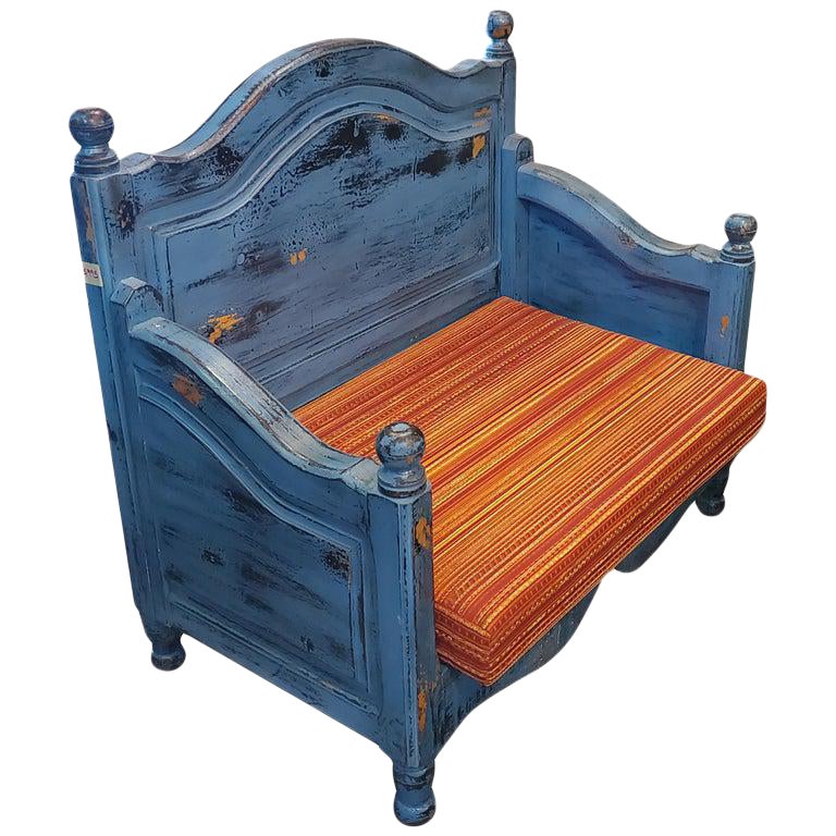 Moroccan Hand Carved Wooden Settee Chairish