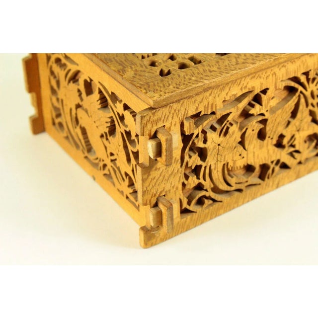 Beige Early 20th Century American Folk Art Carved Die-Cut Wood Deed Box For Sale - Image 8 of 11