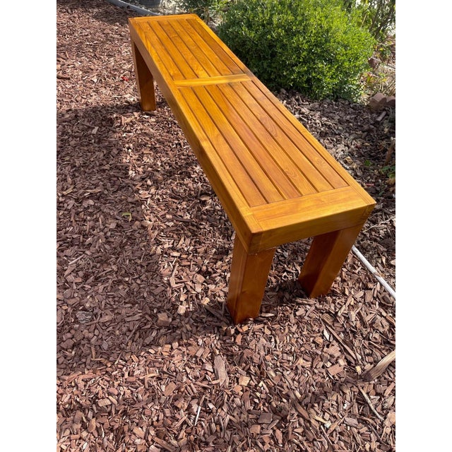 Teak Backless Bench, 5 Feet Long For Sale In San Francisco - Image 6 of 10