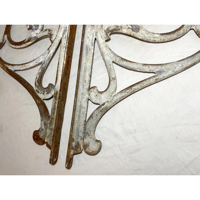 Large Pair Antique Cast Iron Architectural Salvage Wall Corbels Bracket Sconce For Sale - Image 13 of 13