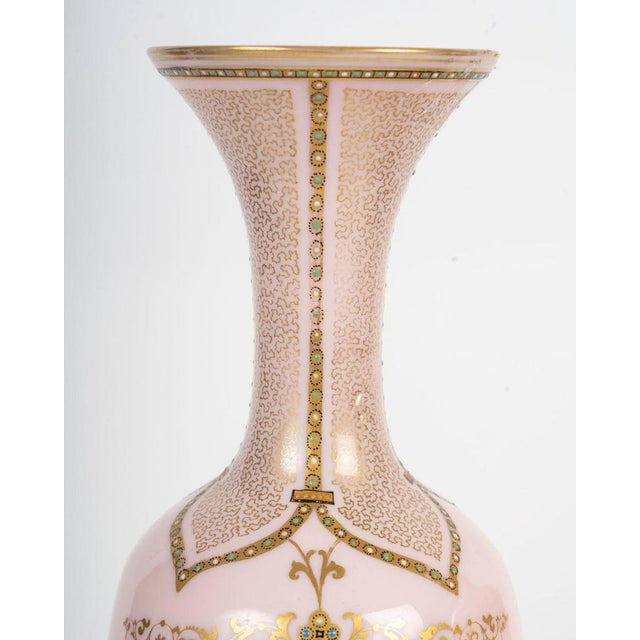 Mantel Set with Vases in Pink Opaline, 1800s, Set of 3 For Sale - Image 3 of 8