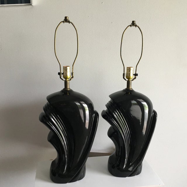 1980s Vintage Ceramic Wave Lamps - a Pair For Sale - Image 13 of 13