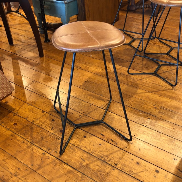 West Elm Leather Stool Pictures