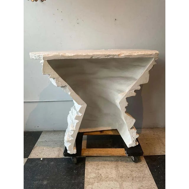 Sirmos 1970s White Quarry Rock Plaster Console After Emilio Terry For Sale - Image 4 of 8