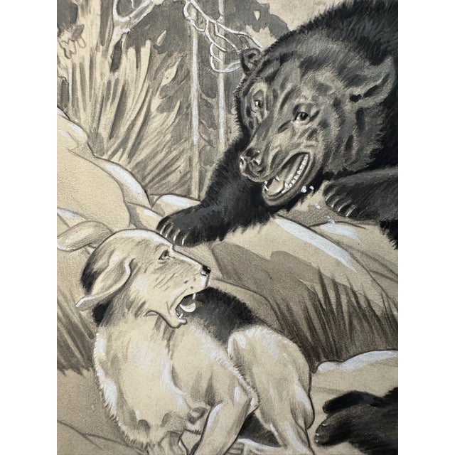 Original graphite pencil drawing by American artist and illustrator Theodore E. Schrock (1879–1952), depicting a dramatic...