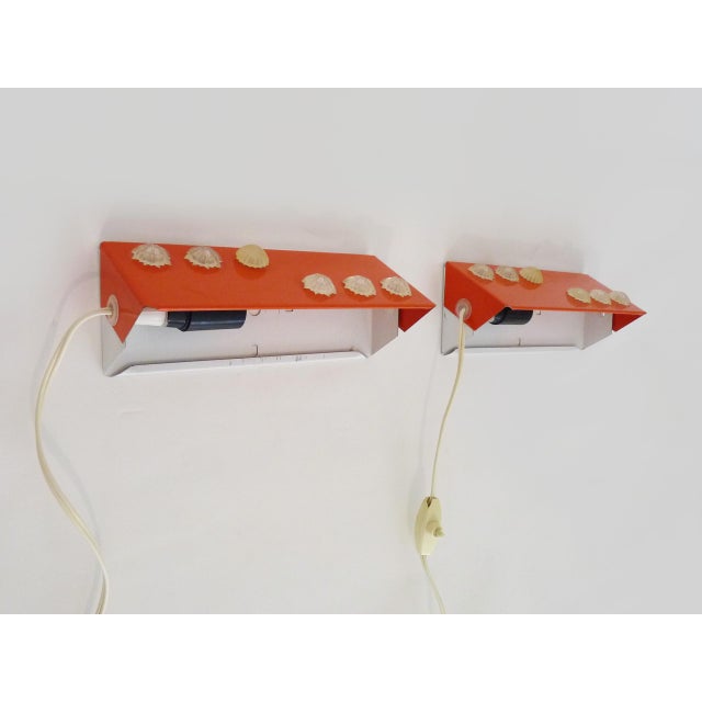 Scandinavian-Style Orange Metal Wall Sconces with Swiveling Shutters, 1970s For Sale - Image 4 of 11