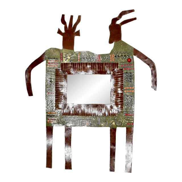 Bill & Marcia Finks Primitive Twig Signed Metal Wall Decor Folk Art "Twin Spirt” For Sale