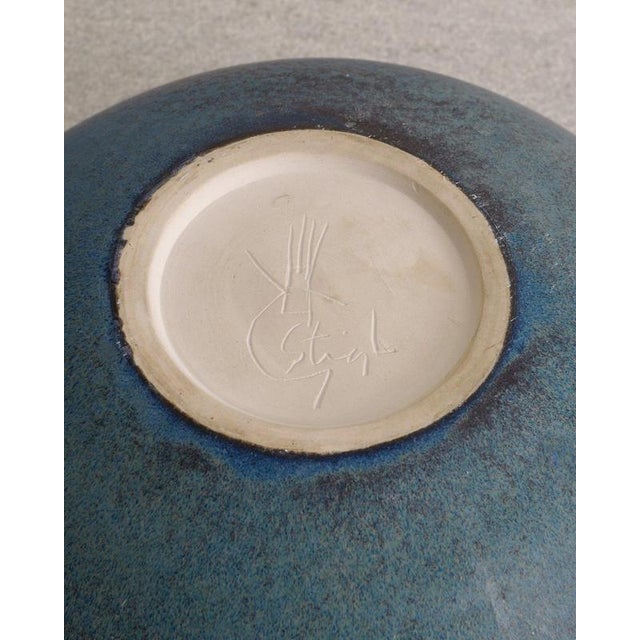 Ceramic Large Swedish Mid-Century Blue Ceramic Bowl by Stig Lindberg, 1960s For Sale - Image 7 of 8