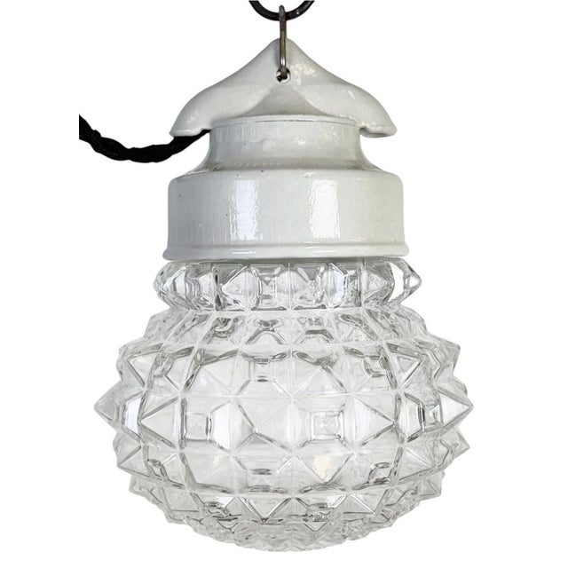 Vintage White Porcelain Pendant Light, 1970s For Sale - Image 15 of 15