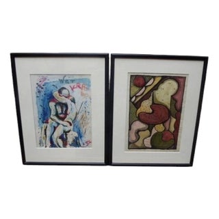Maria Rajecka, Pair of Impressionist Watercolours, 1950, Watercolor, Framed For Sale