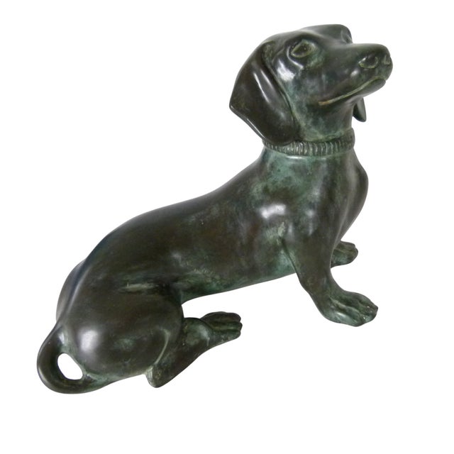 Mid-Century Solid Bronze Dachshund Sculpture . Weighs 10 LBS . For Sale In Atlanta - Image 6 of 11