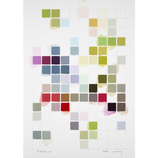 Kyong Lee Contemporary Abstract Pencil and Acrylic on Fabriano-Pittura Paper "Sinnliche Komposition 41" by Kyong Lee For Sale - Image 4 of 4