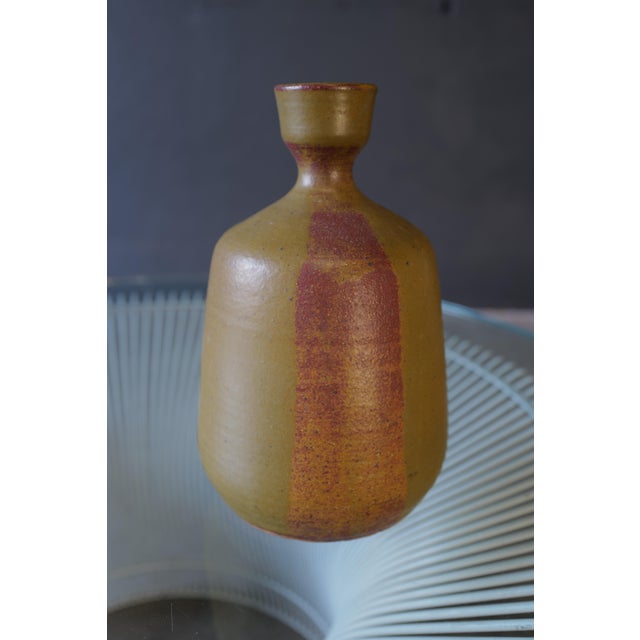 Brown Japanese Ceramic Pottery Vase For Sale - Image 8 of 13