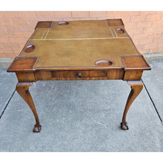 18th Century Chippendale Mahogany and Tooled Leather Fold Top Games Table For Sale In Washington DC - Image 6 of 11