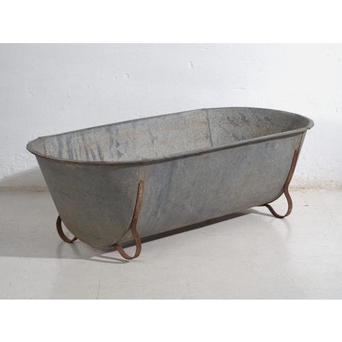 Antique Galvanised Zinc Tub For Sale - Image 8 of 8