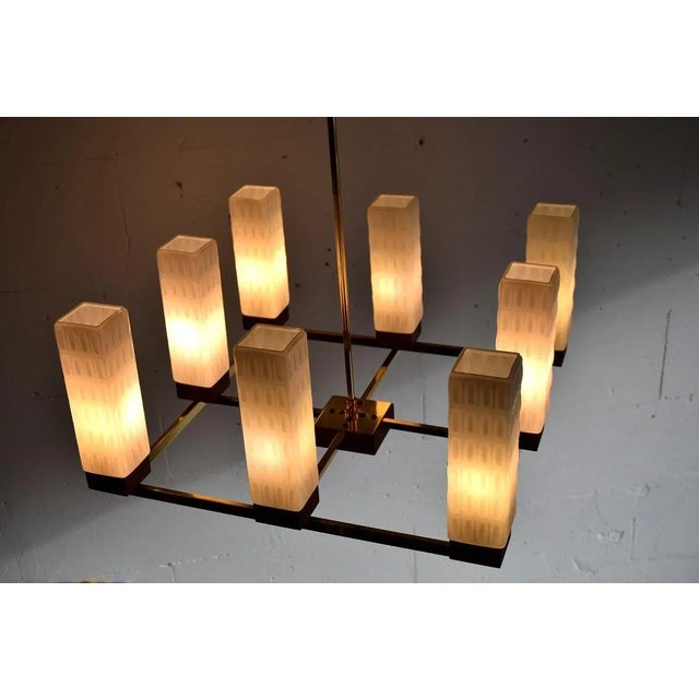 Mid-Century Modern Brass, Teak and Glass Ceiling Lamp from Kaiser Idell / Kaiser Leuchten For Sale - Image 6 of 16