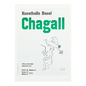 1966 After Marc Chagall, "Kunsthalle Basel Gallery Exhibit 1933" Poster