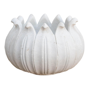 18" Dm Monumental Lotus Flower Marble Planter