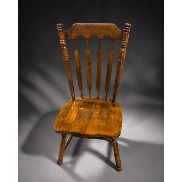 Farmhouse Set of 6 Vintage Windsor Style Farmhouse Wood Dining Chairs For Sale - Image 3 of 10