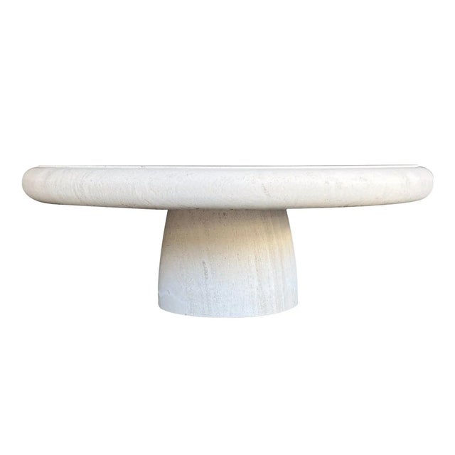 Modern Custom French Limestone Round Pedestal Coffee/Cocktail Table For Sale - Image 3 of 5