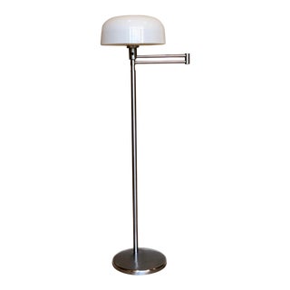 Nessen Studio Swing Arm Floor Lamp With White Dome Shade For Sale