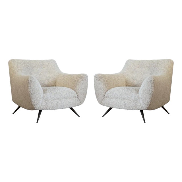 Lounge Chairs by Henry Glass in Oatmeal Bouclé, C. 1950s For Sale