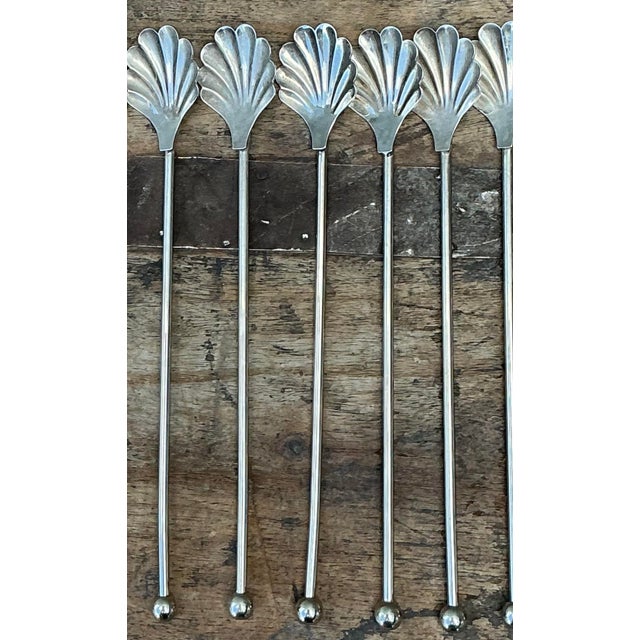Hollywood Regency Vintage Clamshell Iced Tea Spoons - Set of 9 For Sale - Image 3 of 12