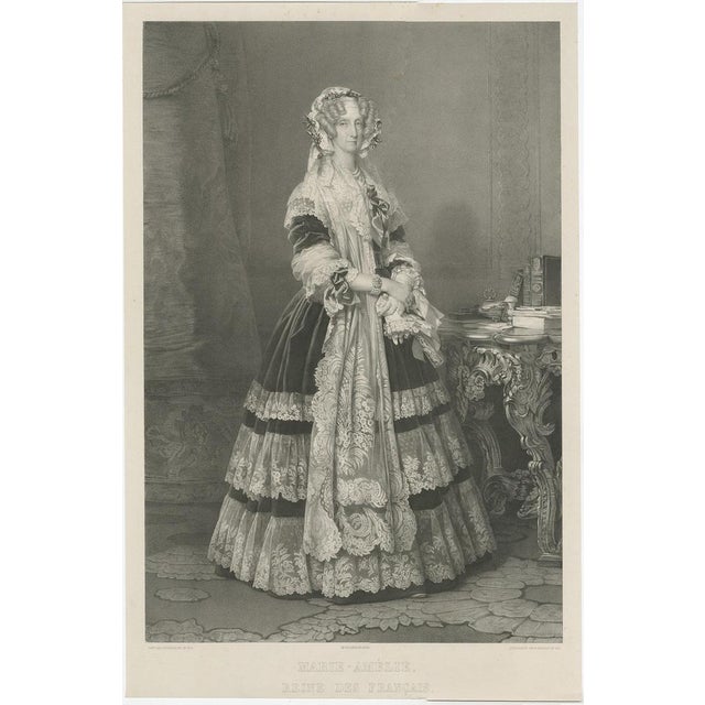 Antique print titled 'Marie-Amélie, Reine des Francais'. Large lithograph of Marie Amelia of Naples and Sicily, Queen of...