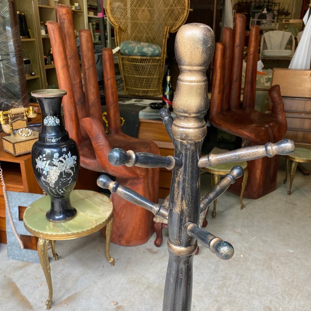 Black 1970s Ebonized Wooden Coat Rack For Sale - Image 8 of 9