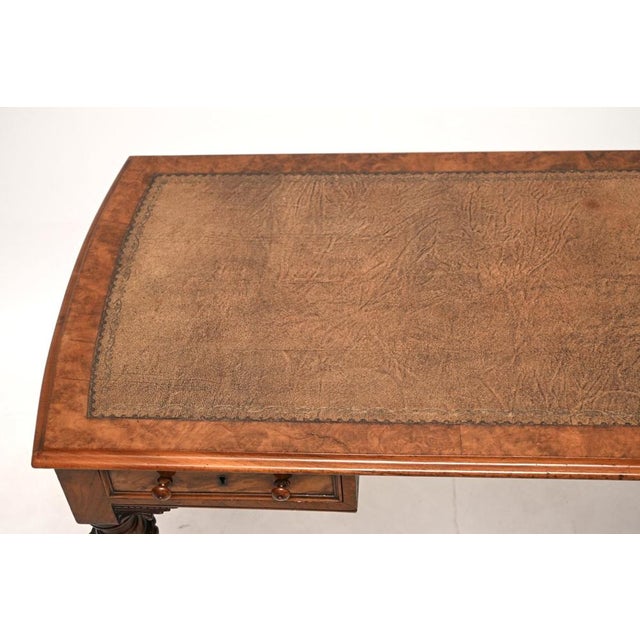 Wood Antique Victorian Burr Walnut Writing Table, 1840 For Sale - Image 7 of 14