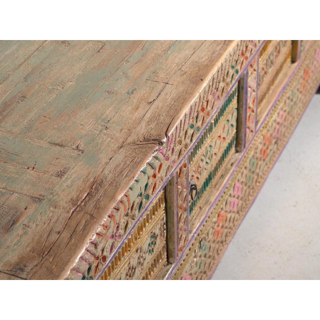 Antique Painted Uyghur Xinjiang Silk Road Sideboard or Cabinet For Sale - Image 5 of 15