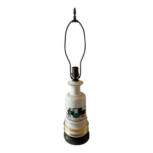 Vintage Porcelain Lamp With Classic Car Design