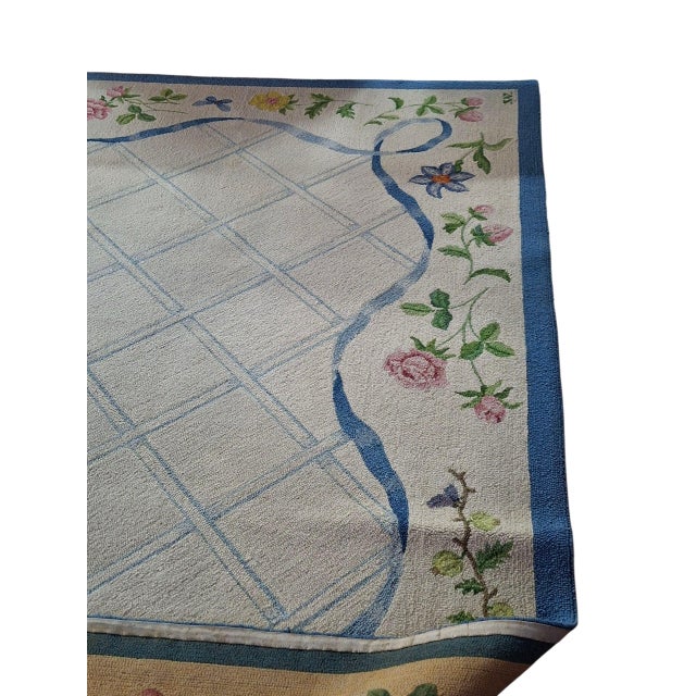 Antique White Massive George Wells Hooked Rug For Sale - Image 8 of 18