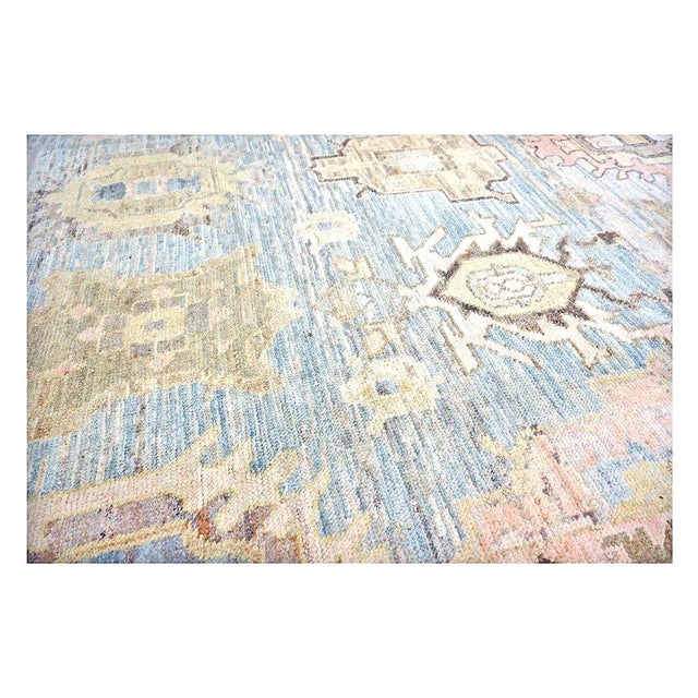 21st Century Turkish Oushak Wool 11x17 Light Blue,Yellow & Ivory Handmade Area Rug #1144131 For Sale In Houston - Image 6 of 13