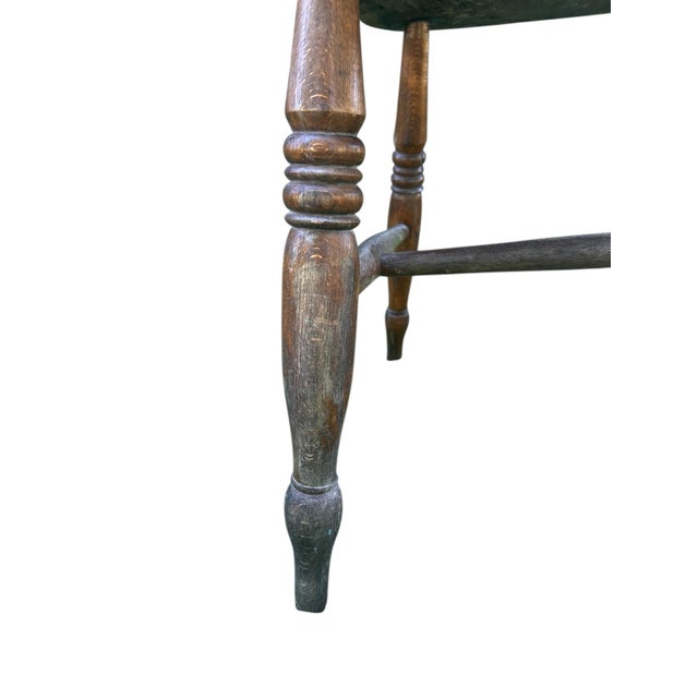 English 19th Century Wabi Sabi Naturally Distressed English Elm Smokers Bow Captains Armchair Signed J. C. For Sale - Image 3 of 12