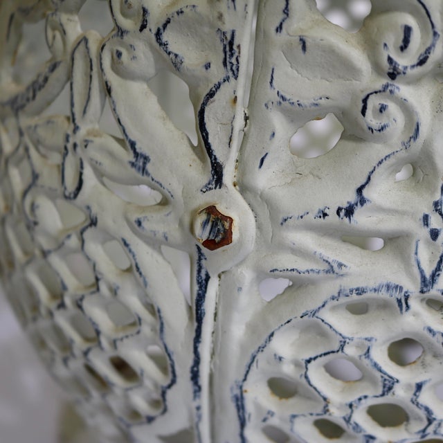 Metal Large Vintage Cast Iron Victorian Style Open Lacework Planter For Sale - Image 7 of 11