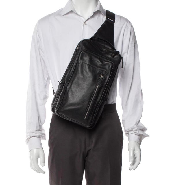 Contemporary Longchamp Leather Backpack Body Bag Sling Pack Crossbody Men Women For Sale - Image 3 of 10