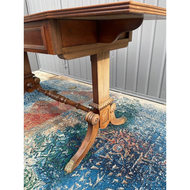 English Writing Desk with Flaps and Leather Top, 1900 For Sale - Image 17 of 18