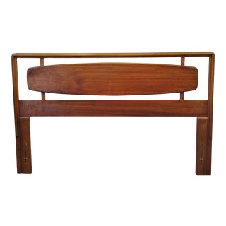 Mid Century Modern Walnut Surfboard Queen Size Headboard For Sale