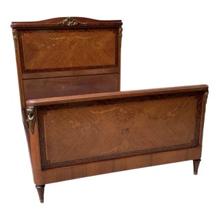 Antique Sensational Art Nouveau Ornate Bed with Inlays, 1900 For Sale